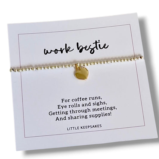 Colleagues Silver-Plated Heart Bracelet: Friendship Gift- coffee runs, eye rolls and sighs, team mate, work bestie