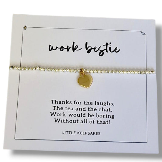 Colleagues Silver-Plated Heart Bracelet: Friendship Gift- laughs, tea and chat, team mate, work bestie