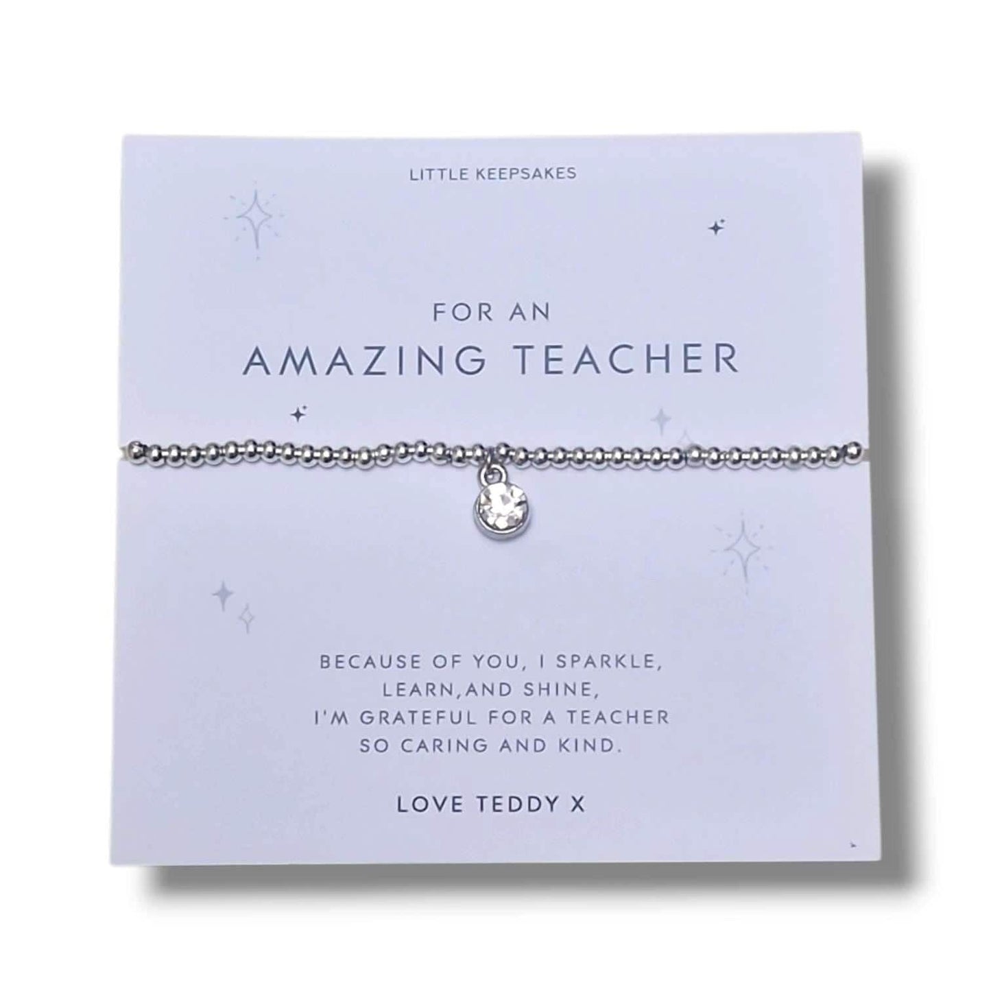 Teacher Thank You Gift: Charm Bracelet - Sparkle, learn and shine - Coach, SEN, Teaching Assistant-Nursery-Personalised