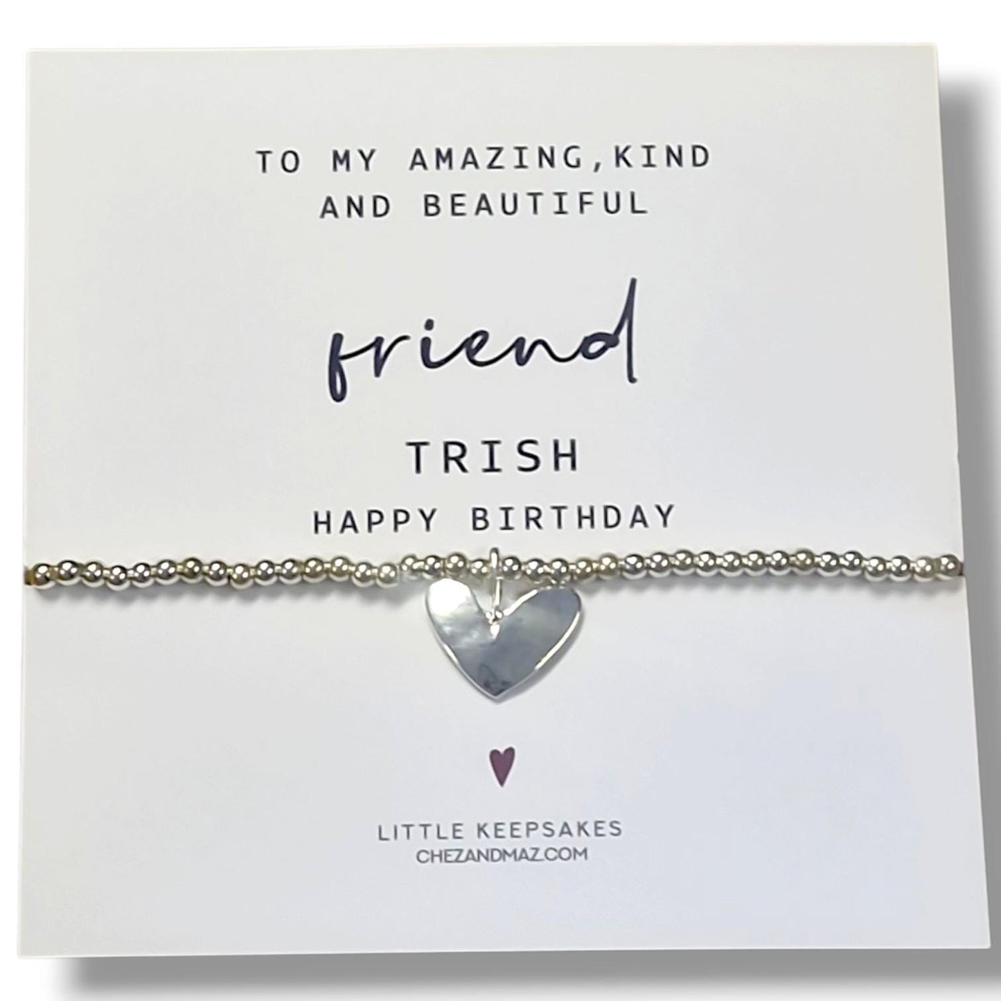 Friend Bracelet, Personalised Silver Plated Heart Charm Birthday