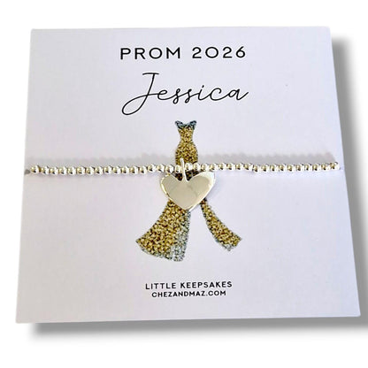 Personalised Prom Night Dress Design - School Prom 2026 - Charm Bracelet - School Leavers - Class of 2026 - School Leavers Gift - Prom1