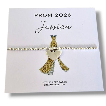 Personalised Prom Night Dress Design - School Prom 2026 - Charm Bracelet - School Leavers - Class of 2026 - School Leavers Gift - Prom1