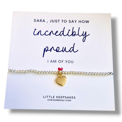 Personalised "Incredibly Proud Of You" Charm Bracelet: Silver Plated Congratulations Gift