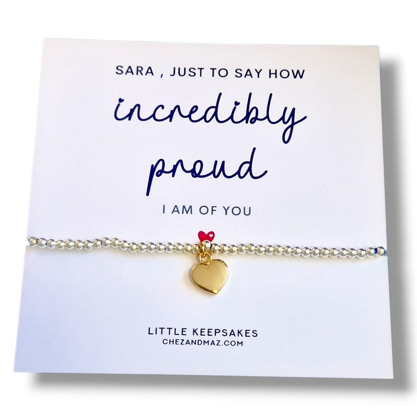 Personalised "Incredibly Proud Of You" Charm Bracelet: Silver Plated Congratulations Gift