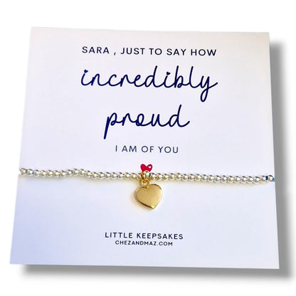 Personalised "Incredibly Proud Of You" Charm Bracelet: Silver Plated Congratulations Gift