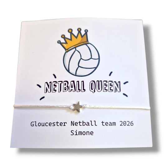 Netball Team Wish Bracelet: Custom Sports Gift, Team Bonding , Charm 4 designs