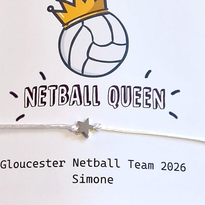 Netball Team Wish Bracelet: Custom Sports Gift, Team Bonding , Charm 4 designs