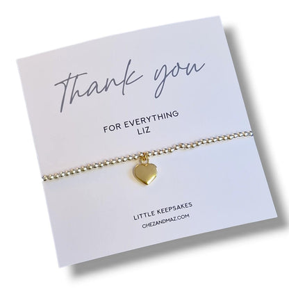 Thank you for everything Personalised Silver Plated Charm Bracelet: Thank You Gift