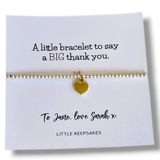 Thank you Gift - say a big thank you Personalised Silver Plated Charm Bracelet: Thank You Gift, friend, teacher, colleague