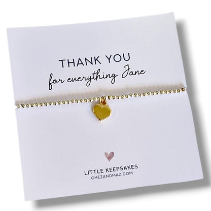 Thank you Gift - say a big thank you Personalised Silver Plated Charm Bracelet: Thank You Gift, friend, teacher, colleague