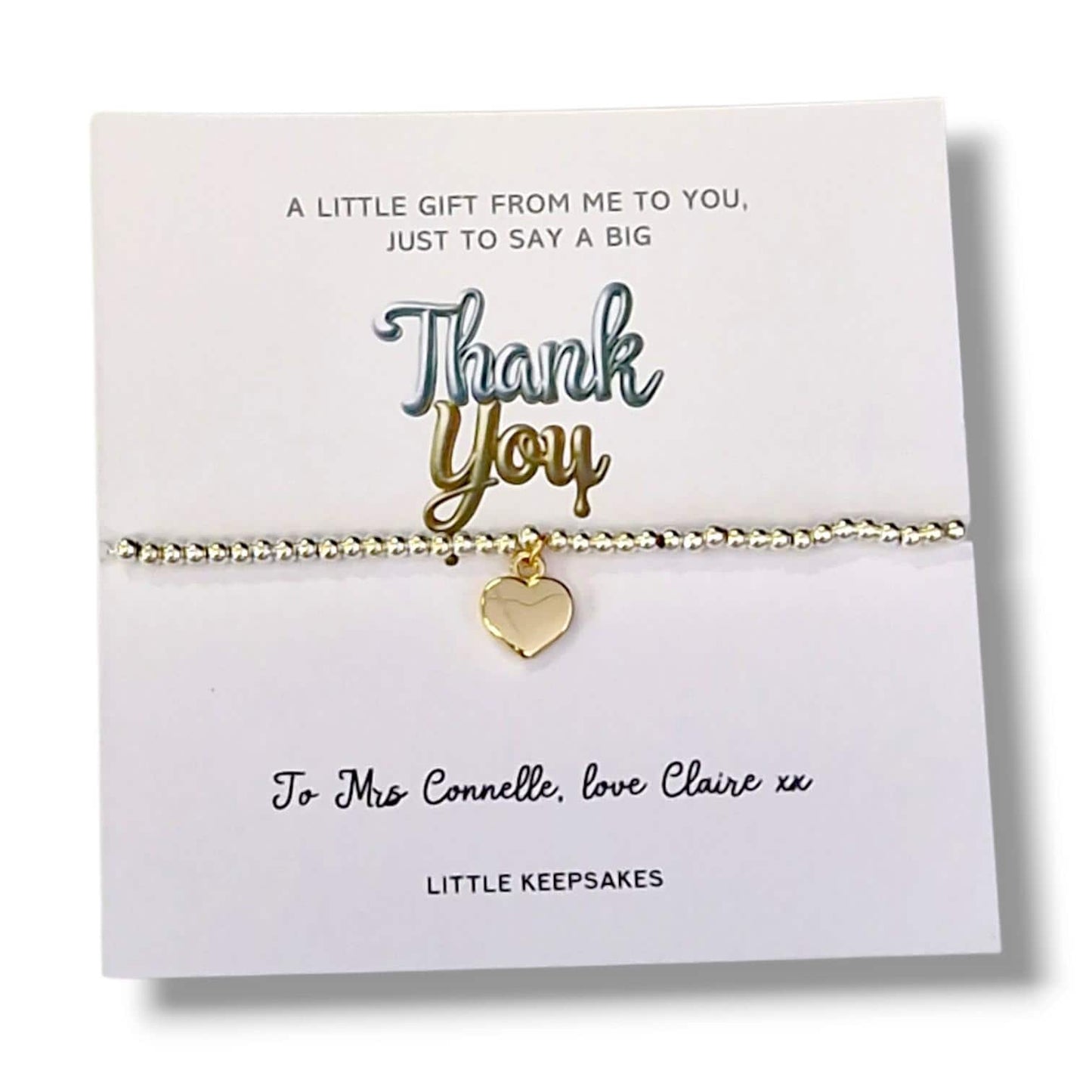 Thank you Gift - Say a big thank you Personalised Silver Plated Charm Bracelet: Thank You Gift - Gold, teacher, friend, colleague