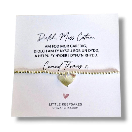 Welsh Teacher Bracelet, Diolch Athro Bracelet, Teacher Thank You Gift, End of Term Teacher Gift, Teaching Assistant Gift