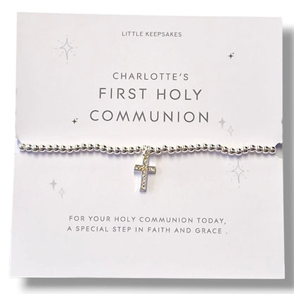 First Holy Communion Bracelet for Girls | Personalised Cross Bracelet | Catholic Communion Gift