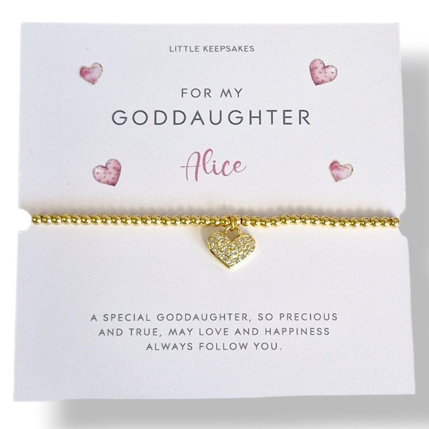 To My Goddaughter Bracelet | Meaningful Gift from Godmother | Keepsake Jewellery - Personalised card