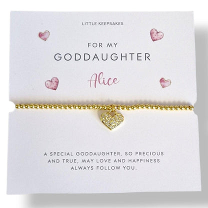 To My Goddaughter Bracelet | Meaningful Gift from Godmother | Keepsake Jewellery - Personalised card