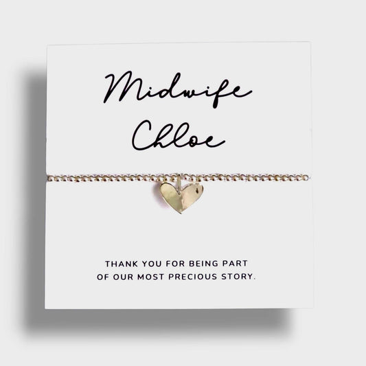 Midwife thank you -0 Personalised Silver Heart Bracelet – Midwife Gift – Custom Thank You Jewellery - Precious story