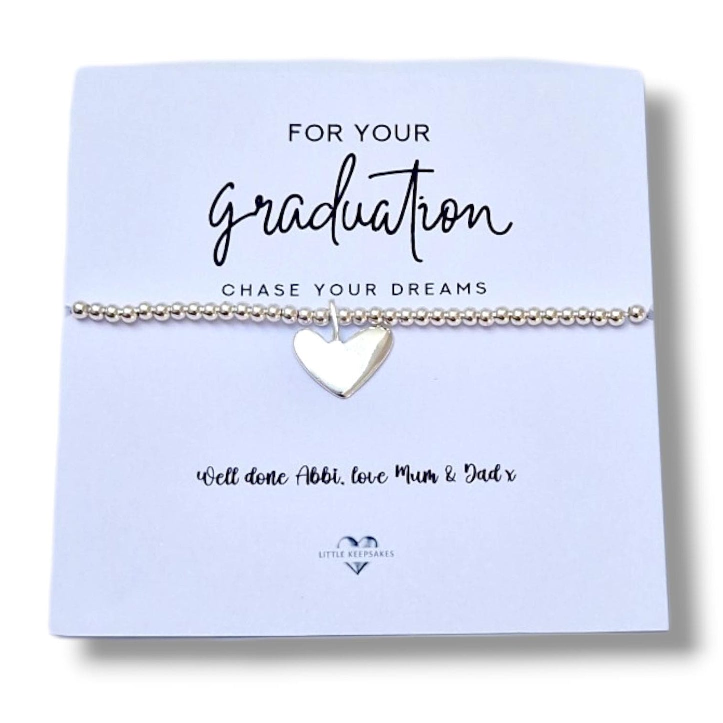 Graduation Bracelet Gift Card, Silver Plated Bracelet, Congratulations Graduate Gift, Class of 2026 Keepsake