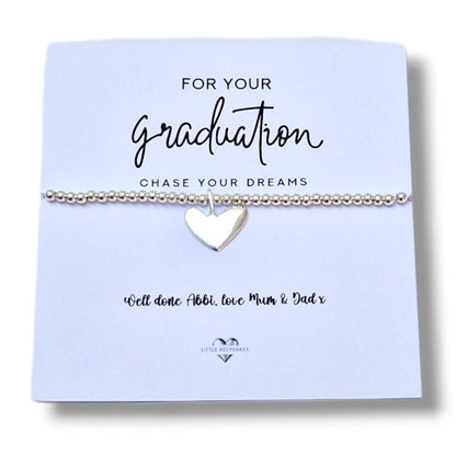 Graduation Bracelet Gift Card, Silver Plated Bracelet, Congratulations Graduate Gift, Class of 2026 Keepsake