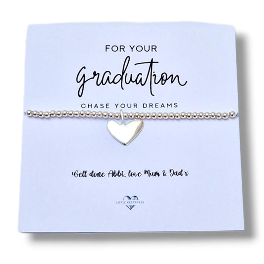 Graduation Bracelet Gift Card, Silver Plated Bracelet, Congratulations Graduate Gift, Class of 2026 Keepsake