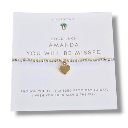Leaving Gift, You Will Be Missed, Personalised Silver Plated Charm Bracelet, leaving job, retirement, moving on