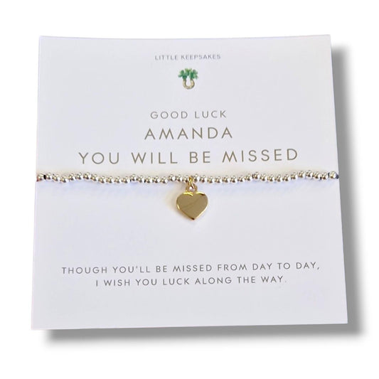 Leaving Gift, You Will Be Missed, Personalised Silver Plated Charm Bracelet, leaving job, retirement, moving on