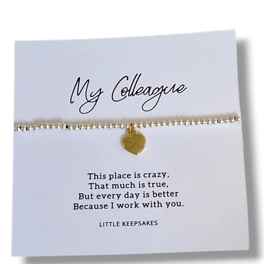 Colleagues Silver-Plated Heart Bracelet: Friendship Gift- this place is crazy, colleague, team mate, work bestie gift- col77 9
