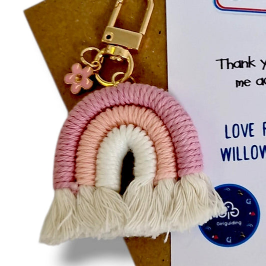 Girl Guides Keyring – Rainbow Thank You Gift – Guide Leader Appreciation – Handmade Keychain Thank You Gift – Guides UK – Personalised card