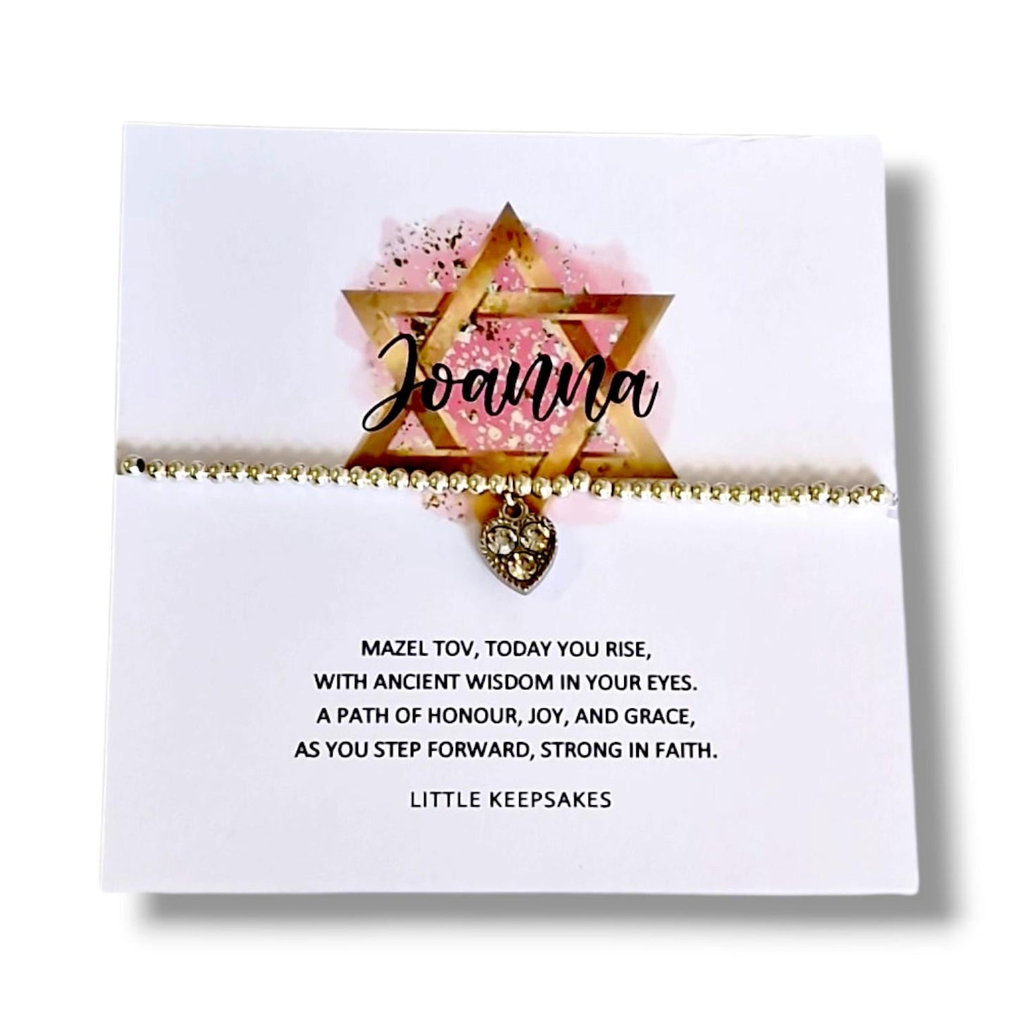 Bat Mitzvah Silver Plated Bracelet | Jewish Gift  | Personalised Bat Mitzvah Jewellery - Mazel Tov - Star of David