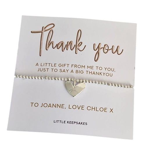 Thank you Gift - Say a big thank you Personalised Silver Plated Charm Bracelet: Thank You Gift - Gold, teacher, friend, colleague