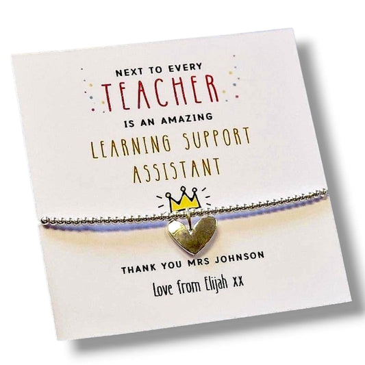Learning Support Assistant Personalised Silver Plated LSA Bracelet: Classroom Assistant Gift