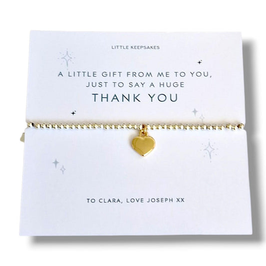 Thank you Gift,  Huge thank you- Personalised Silver Plated Charm Bracelet: Gold, teacher, friend, colleague Silver