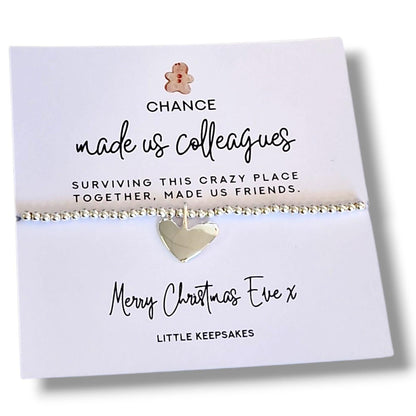Christmas Gift Bracelet – "Chance Made Us Colleagues, But Surviving This Crazy Place Made Us Friends" – Silver Plated Coworker Friendship