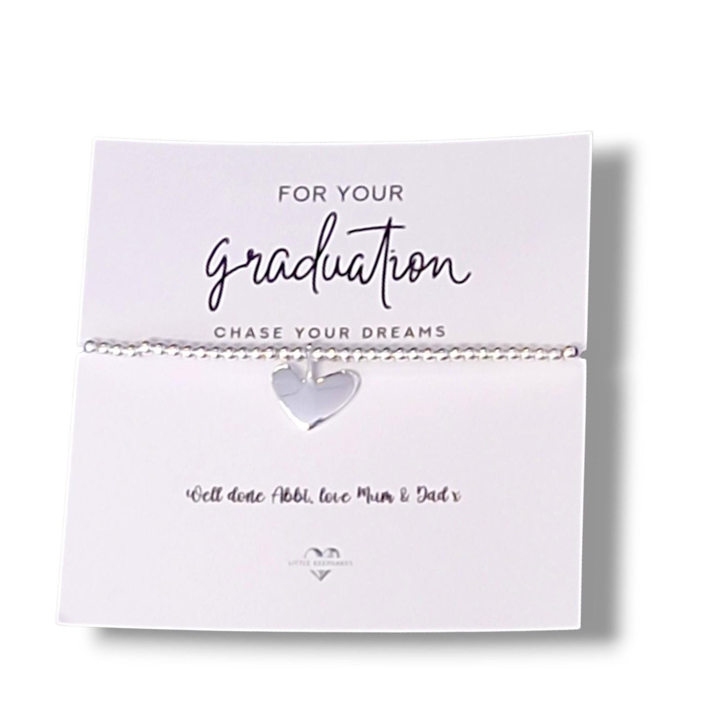 Graduation Bracelet Gift Card, Silver Plated Bracelet, Congratulations Graduate Gift, Class of 2026 Keepsake