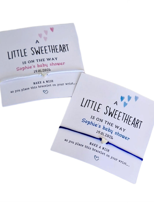 A little sweetheart is on the way- Personalised Baby Shower Wish Bracelet, Mummy to Be, Charm String Bracelet, Personalised Gift -LS79