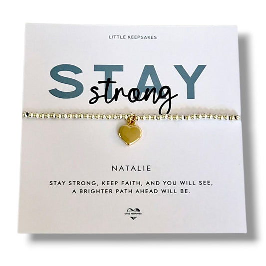 Stay Strong Bracelet | Silver Plated Stretch Bracelet | Encouragement Gift | Thinking of You Gift | Inspirational Keepsake | Gift for Her