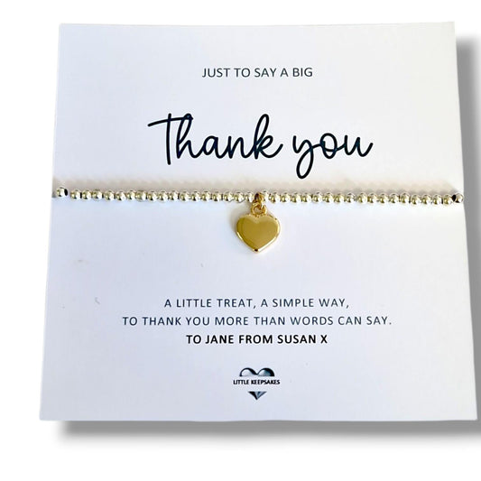 Big Thank You Bracelet | Silver Plated Stretch Bracelet | Appreciation | Teacher, Friend, Colleague Keepsake | teacher, friend, colleague