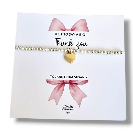 Big Thank You Bracelet | Silver Plated Stretch Bracelet | Appreciation | Teacher, Friend, Colleague Keepsake | teacher, friend, colleague