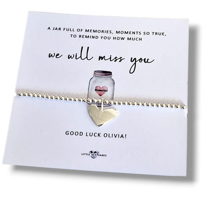 You Will Be Missed Memory Jar Design, Bracelet, Leaving Gift, Farewell Keepsake, Goodbye Gift for Colleague, Retirement Gift