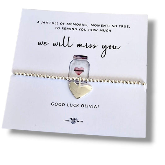 You Will Be Missed Memory Jar Design, Bracelet, Leaving Gift, Farewell Keepsake, Goodbye Gift for Colleague, Retirement Gift