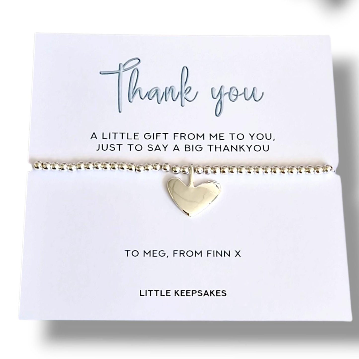 Thank you Gift - Say a big thank you Personalised Silver Plated Charm Bracelet: Thank You Gift - teacher, friend, colleague