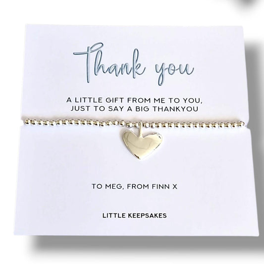 Thank you Gift - Say a big thank you Personalised Silver Plated Charm Bracelet: Thank You Gift - teacher, friend, colleague
