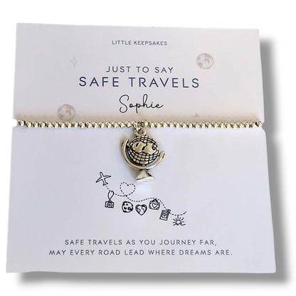 Safe Travels Bracelet, Globe Charm Wish Bracelet, Bon Voyage Gift, Travel Gift for Friend, Gap Year Gift, Adventure Bracelet UK