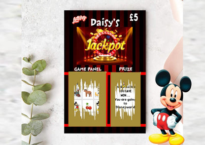 Personalised Scratch to Reveal Holiday Ticket: Surprise Holiday, Present, Gift, Christmas, Birthday, Disney inspired