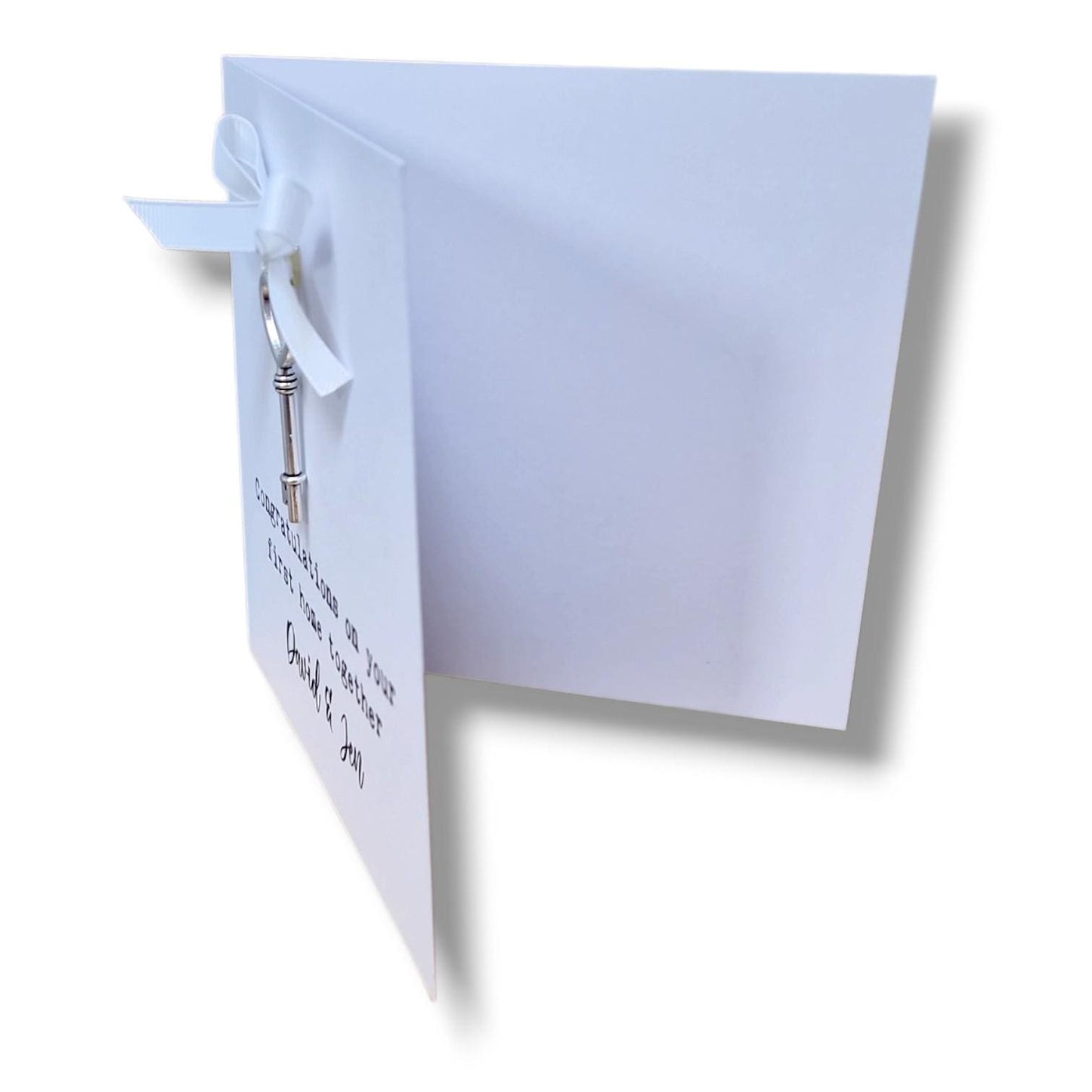 New Home Card with Metal Key, Personalised | Housewarming Card | Lucky Key Greeting Card | Blank Inside | Square Folded Card, New House Gift