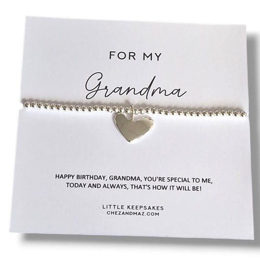 Special Grandma Silver Bracelet with Heart Charm | Grandma Gift | Nan Bracelet | Nanny Jewellery | Birthday Gift for Grandma |