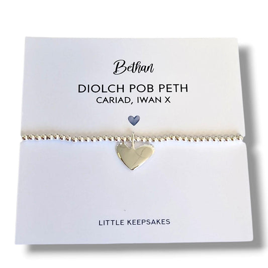 Welsh Thank You for Everything Bracelet | "Diolch am pob peth" Engraved Gift | Welsh Language Friendship Bracelet | Teacher, Mum