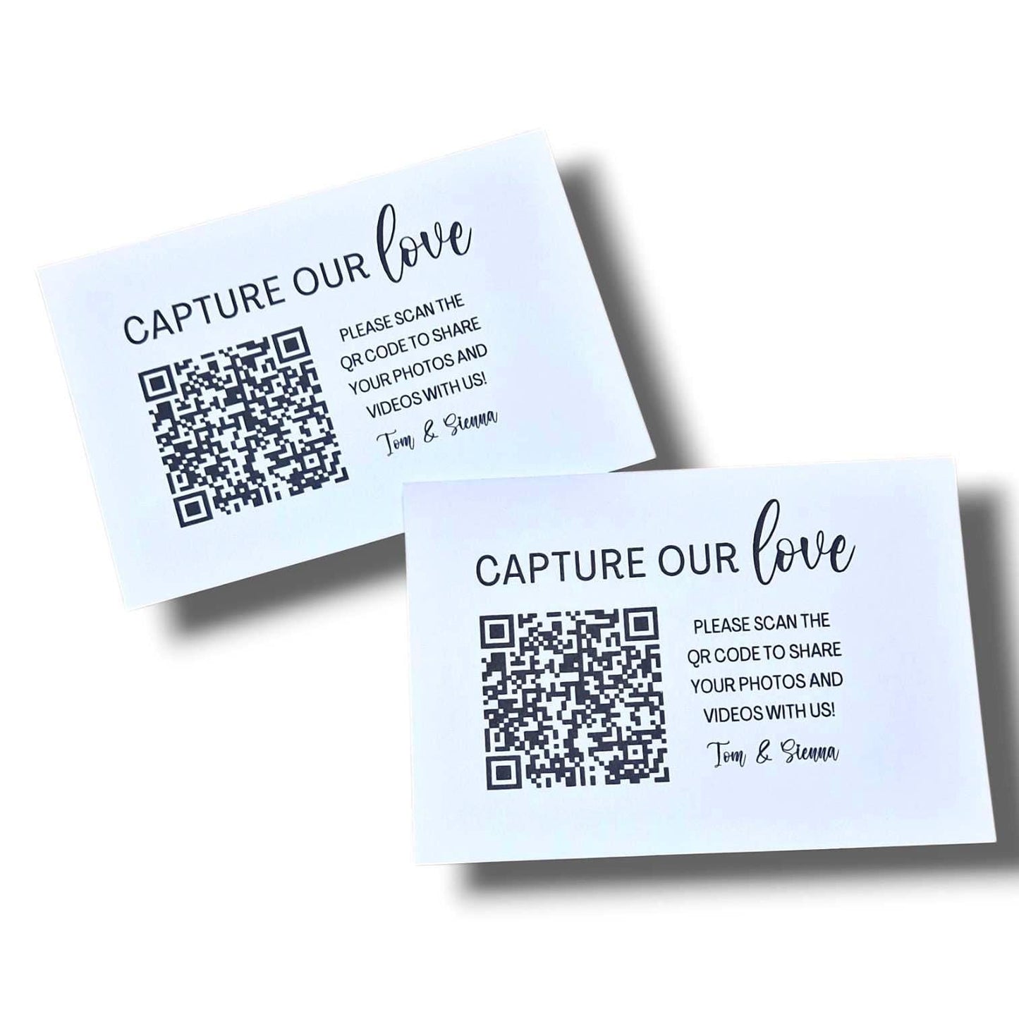 Wedding QR Code Photo Sharing Cards: Personalised Engagement Announcement, Anniversary, Birthday (7x10 cm A7 Size) - Capture our love