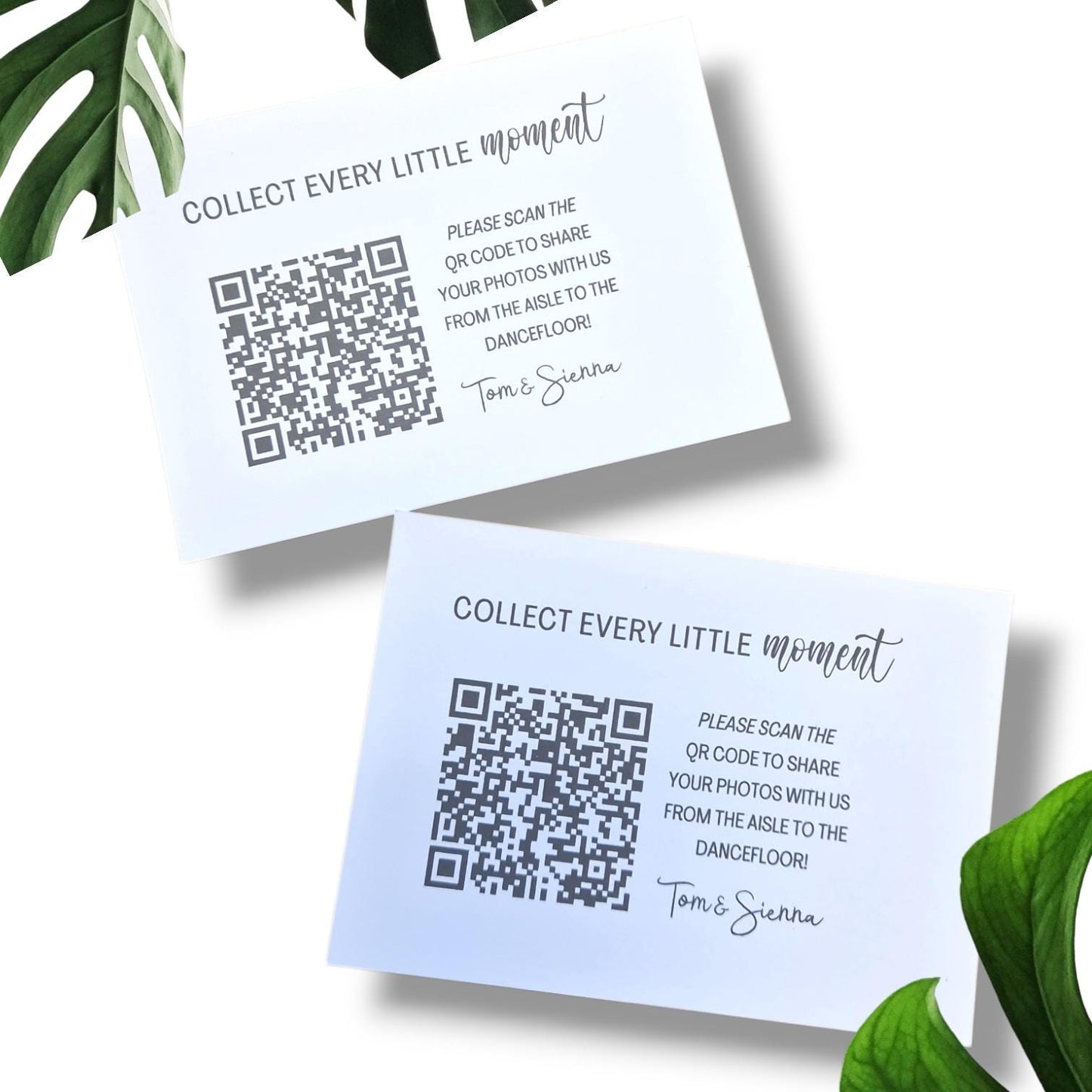 Wedding QR Code Photo Sharing Cards: Personalised Engagement Announcement, Anniversary, (7x10 cm A7 Size) - Capture every little moment