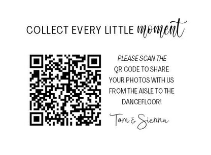 Wedding QR Code Photo Sharing Cards: Personalised Engagement Announcement, Anniversary, (7x10 cm A7 Size) - Capture every little moment