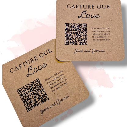 Wedding QR Code Photo Sharing Cards: Personalised Engagement Announcement, Anniversary - Capture our love